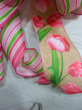 Pink Tulip wreath bow