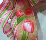 Pink Tulip wreath bow