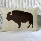 Buffalo pillow, Embroidered Bison pillow cover