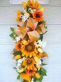 Summer Sunflower door swag, Spring wreath, Door swag, Front door decor, Farmhouse decor - Julie Butler Creations