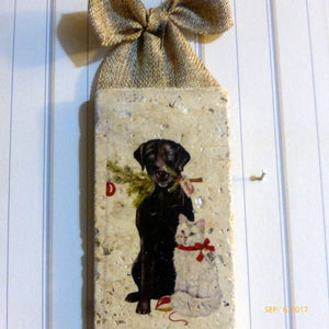 subway tile sign - Black lab art - Christmas tile sign - Christmas gift - Christmas decoration - Julie Butler Creations