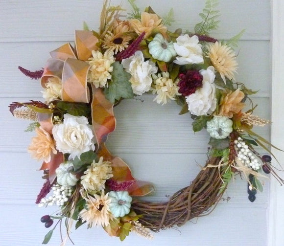 Fall Front door wreath, decorative wreath