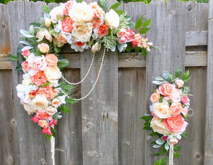 Coral Wedding Flowers - Wedding Arch - Wedding Arbor Decorations - Wedding decorations - Julie Butler Creations