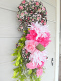 Rose Door Swag - Spring swag - Summer swag - Wreaths - Front door decor - Julie Butler Creations