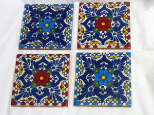 Mexican tile Coasters, Decorative tile coasters, set of 4