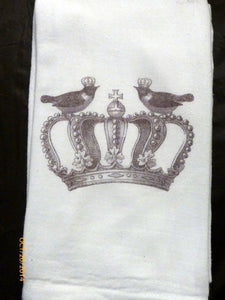 Flour Sack Towel - Bird Towel - Paris Kitchen towel - Crown - Tea towel - dish towel - 100% cotton - Julie Butler Creations