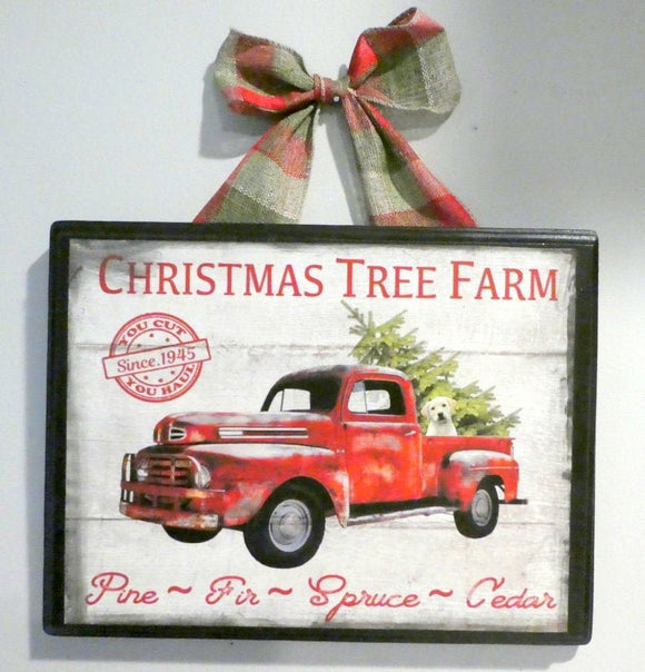 Red Truck sign, Red truck Christmas Tree Farm, wood wall art, Red Truck decor, Farmhouse decor