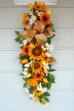 Summer Sunflower door swag, Spring wreath, Door swag, Front door decor, Farmhouse decor - Julie Butler Creations