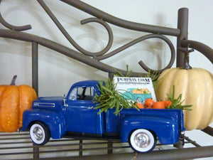 Blue metal truck, Farmhouse decorations, Farmhouse truck