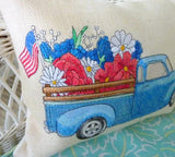 Burlap pillows, vintage pickup pillows, Embroidered pillow cover, summer pillow covers - Julie Butler Creations