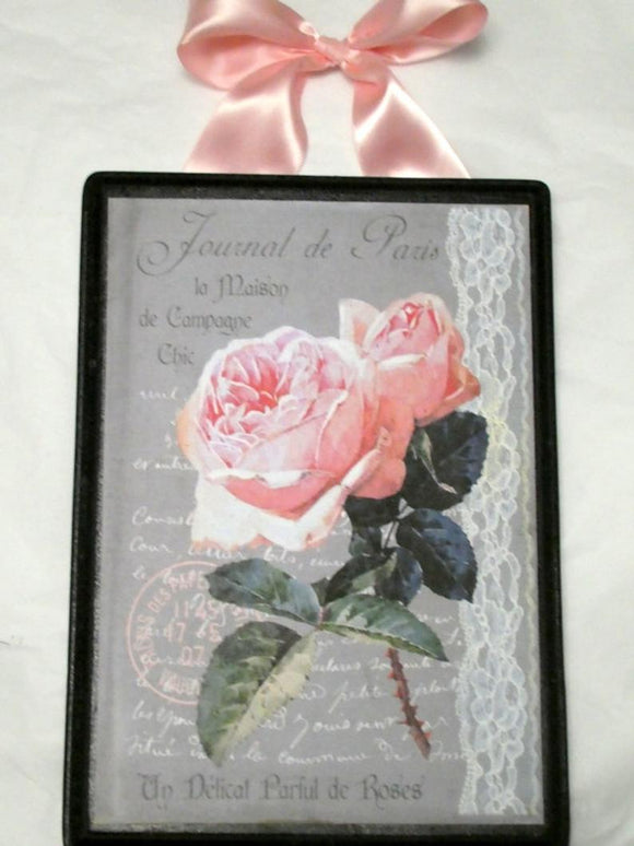 Paris Rose sign, Wood Plaque, French Country decor