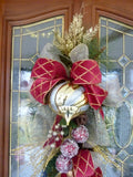 Christmas Door Swag in Burgundy and Gold