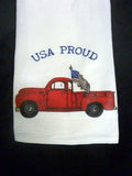 Flour Sack Towels - Red Truck USA Proud towel - dish towel