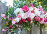Fuschia Wedding flowers, Rose Arbor swag, Wedding Flowers, Wedding Arch Decorations - Julie Butler Creations