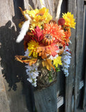 Fall Wall Pocket, Fall Wreath, Fall floral basket, Fall Door decorations