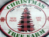 Buffalo Plaid Christmas decorations, Wood sign, Red truck Christmas Tree Farm - Julie Butler Creations