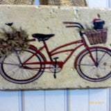 Christmas tile sign - Christmas gift - Black lab art - Red Bike - Tile sign - Christmas decoration - Julie Butler Creations