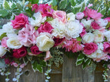 Fuschia Wedding flowers, Rose Arbor swag, Wedding Flowers, Wedding Arch Decorations - Julie Butler Creations