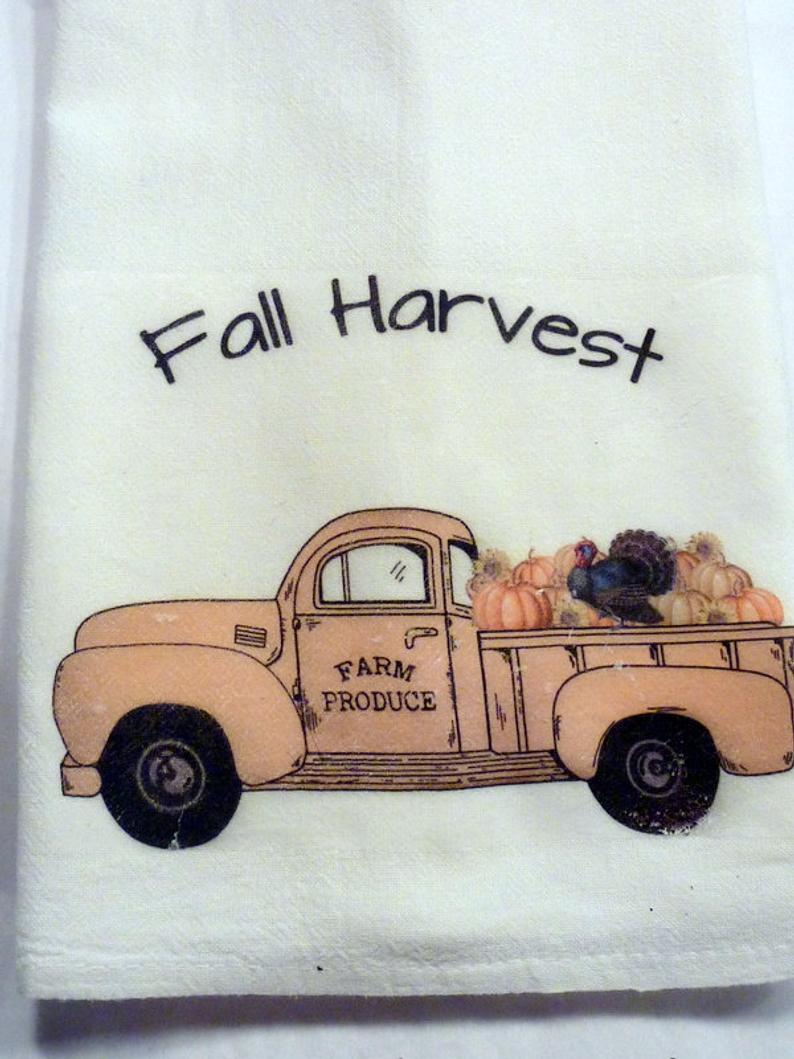 Fall Flour Sack Towels, Farmhouse Truck decor, Kitchen towel, dish tow –  Julie Butler Creations