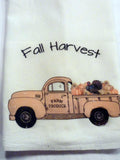 Fall Farmhouse Towels, Red Truck decor, Flour Sack Towels, Thanksgiving towel