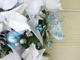 Blue Snowflake Christmas Door Swag - Christmas Wreaths -Poinsettia door swags - Julie Butler Creations