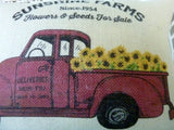 Red Truck Pillow Cover, Burlap Pillow cover, Sunflower pillows, Farmhouse pillow cover - Julie Butler Creations