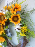 Sunflower Farmhouse wreaths, Spring/Summer wreath, Spring wreath for front door, front door wreath - Julie Butler Creations