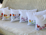 Bike Pillow cover for Fall - Embroidered bicycle pillow -October bike pillow - Accent pillows - Julie Butler Creations