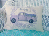 Truck Pillow Cover, Burlap Pillow cover, Lavender Farm cover, Farmhouse pillow cover - Julie Butler Creations