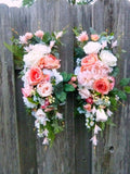 Wedding Arch in Coral and White, Wedding Flowers, Wedding Arbor Decorations - Julie Butler Creations