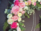 Wedding Arch Flowers, Fuschia, Pink and White Rose swag, Wedding Decorations, flower swag - Julie Butler Creations