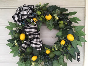 Summer wreath, Front door Wreath, Spring Wreath, Farmhouse decor - Lemon Boxwood Wreath - Julie Butler Creations