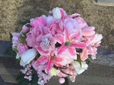 Cemetery flowers - Grave site spray - memorial flowers, headstone saddle, grave decoration - Julie Butler Creations