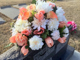 Headstone Spray, Cemetery flowers, Memorial Flowers, Sympathy flowers. Grave decoration - Julie Butler Creations