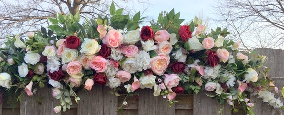 Wedding Arch Swag, Burgundy and Pink Wedding Flowers, Wedding Decorations, Wedding arch swag - Julie Butler Creations