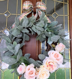 Lambs Ear wreath, Farmhouse door wreath - Front door wreath, year round wreath - Julie Butler Creations
