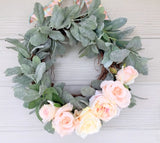 Lambs Ear wreath, Farmhouse door wreath - Front door wreath, year round wreath - Julie Butler Creations