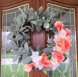 Lambs Ear wreath, Farmhouse wreath, Front door wreath, Farmhouse decor, Summer wreath - Julie Butler Creations