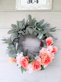 Lambs Ear wreath, Farmhouse wreath, Front door wreath, Farmhouse decor, Summer wreath - Julie Butler Creations