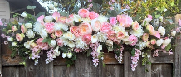 Wedding Arch Flowers, Pink and White Wedding Flowers, Wedding Decorations, Wedding arch swag - Julie Butler Creations