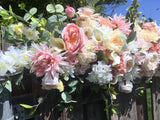 Wedding Arch Flowers, Dusty Pink and Ivory Wedding Flowers, Wedding Decorations, Wedding arch swag - Julie Butler Creations