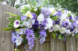 Wedding Arch Flowers, Purple and White Wedding Flowers, Wedding Decorations, Wedding arch swag - Julie Butler Creations