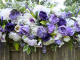 Wedding Arch Flowers, Purple and White Wedding Flowers, Wedding Decorations, Wedding arch swag - Julie Butler Creations