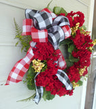 Red Geranium Wreath - Farmhouse wreaths - door wreath - Front door decor - Julie Butler Creations