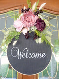 Farmhouse wreath, Embroidery hoop wreath, farmhouse decor, wood hoop welcome - Julie Butler Creations