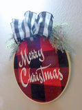 Farmhouse Christmas wreath, farmhouse decor, wood hoop Christmas sign, Buffalo Plaid wreath - Julie Butler Creations