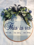 Blue Farmhouse hoop wreath, farmhouse decor, Farmhouse wreath, wedding gift - Julie Butler Creations