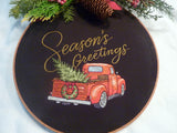 Red Truck Christmas Wreath, farmhouse decor, wood hoop Christmas sign, Farmhouse wreath - Julie Butler Creations