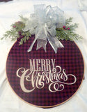 Farmhouse Christmas, farmhouse decor, wood hoop Christmas sign, Buffalo Plaid wreath - Julie Butler Creations