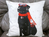 Winter Pillow covers- Christmas decorations - dog pillow covers - Black Lab pillow - Julie Butler Creations